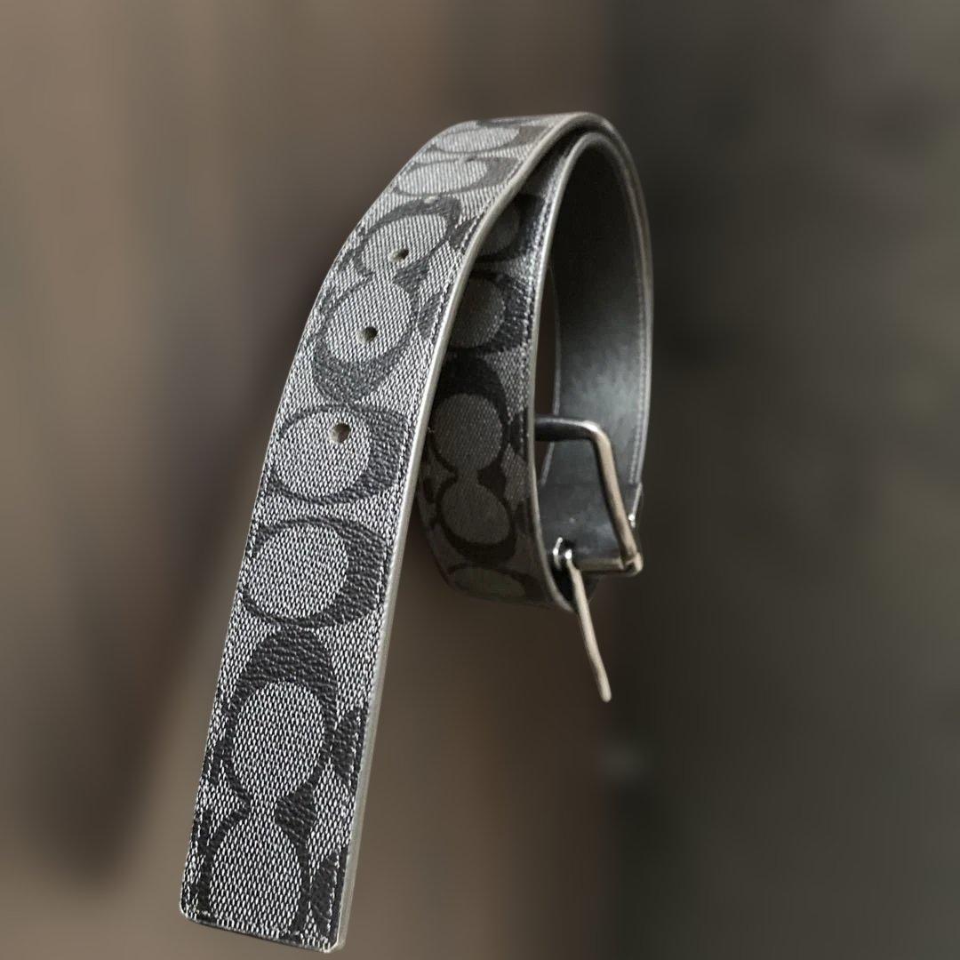 coach グレー ロゴパターン ベルト美品