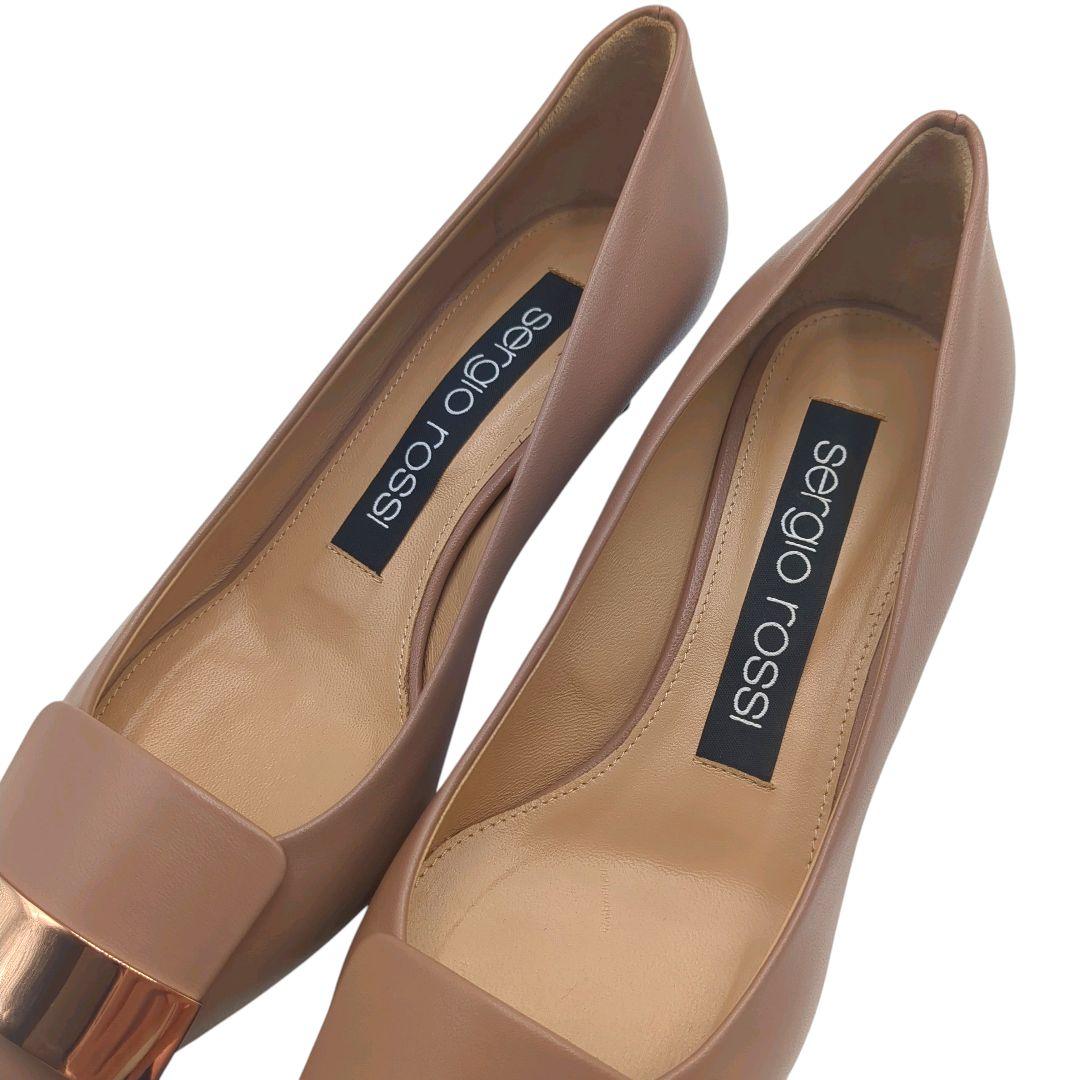 【セール品】セルジオロッシ SR1 ポインテッドトゥ ベージュ パンプス 36