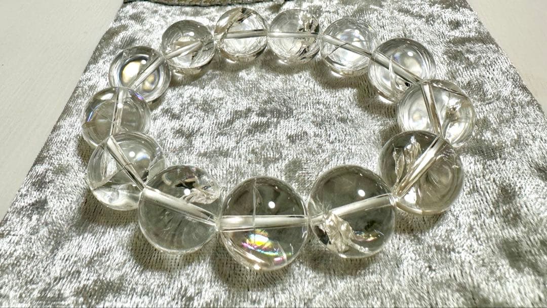 天然ヒマラヤ水晶 レインボークリスタル　ブレスレット　大玉 16mm玉