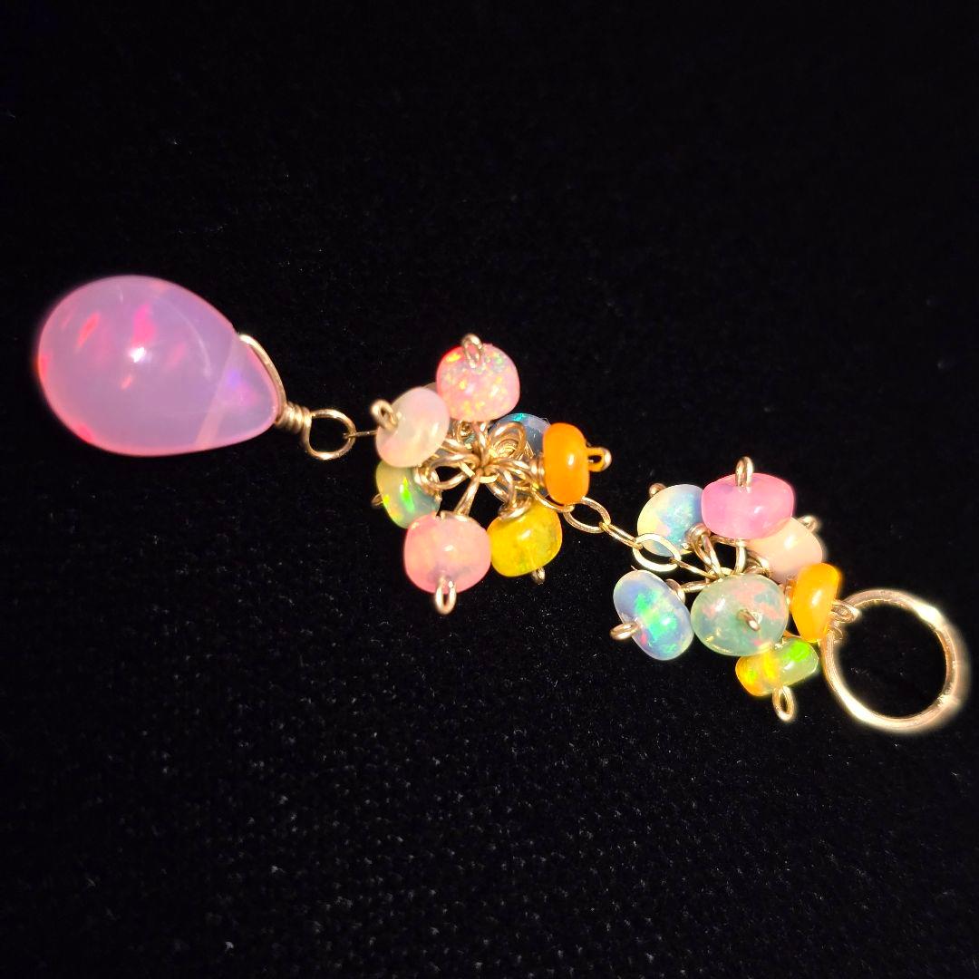 14kgf 遊色抜群カラーグラデーションオパールピアスAタイプvegagift