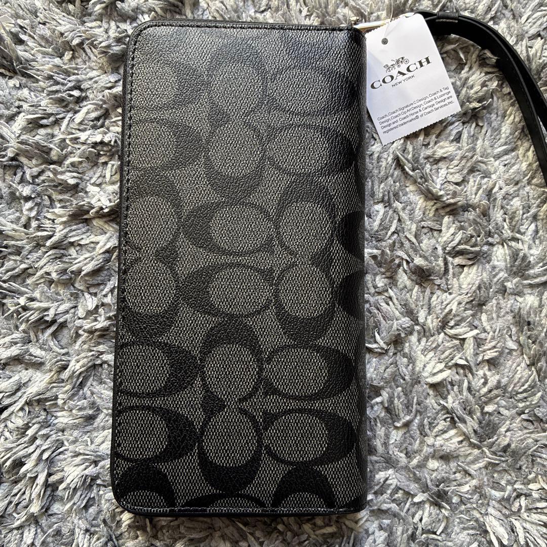 COACH コーチ 長財布　黒　ブラック　シグネチャー　新品未使用　ストラップ