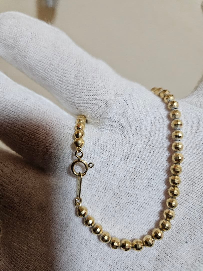 K18 金ミラーカットボールブレスレット 18cm