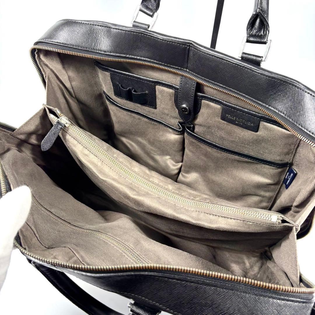 ✨美品✨ペッレモルビダ ビジネスバッグ 2室 A4可 キャピターノ ブラック 黒