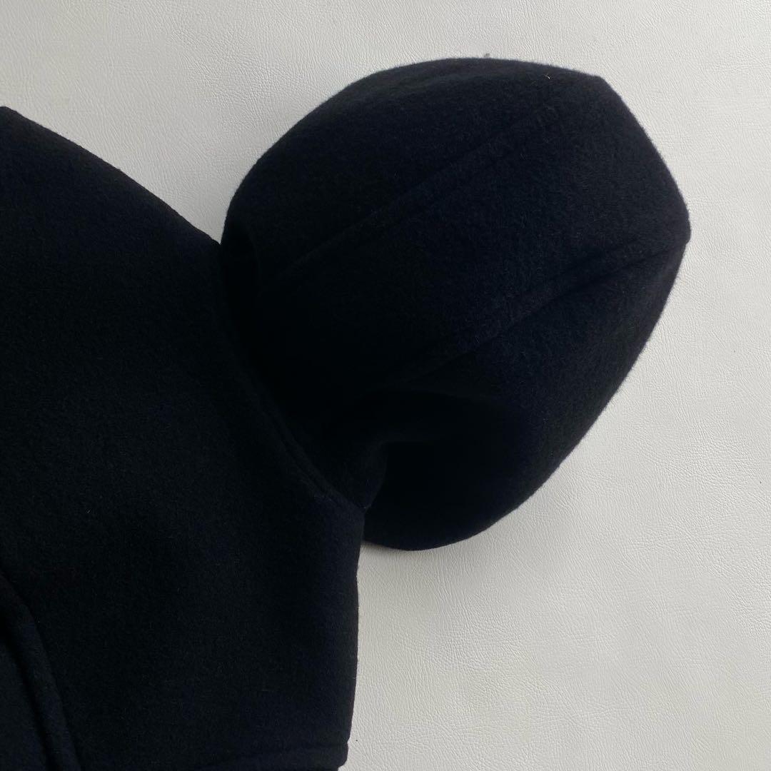 【裏地総チェック】バーバリーブルーレーベル ダッフルコート 黒　メルトンウール