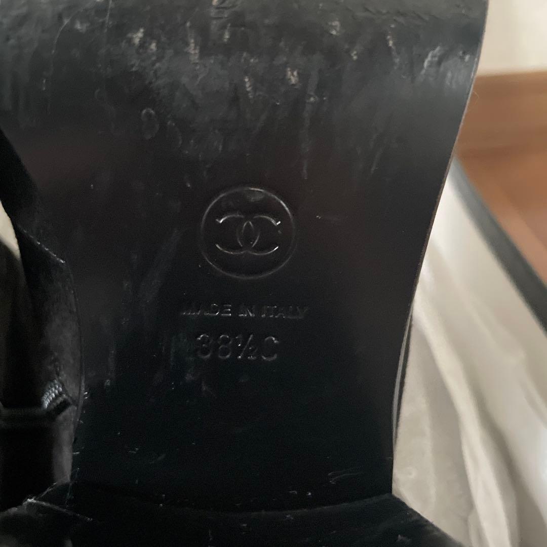 CHANEL 黒　スエード　ショートブーツ