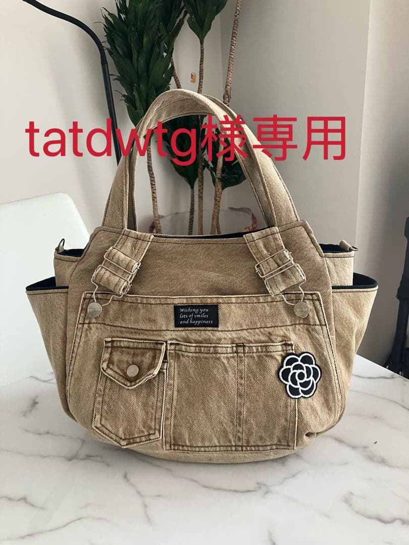895 tatdwtg大きめデニムリメイクバック　ハンドメイド2点