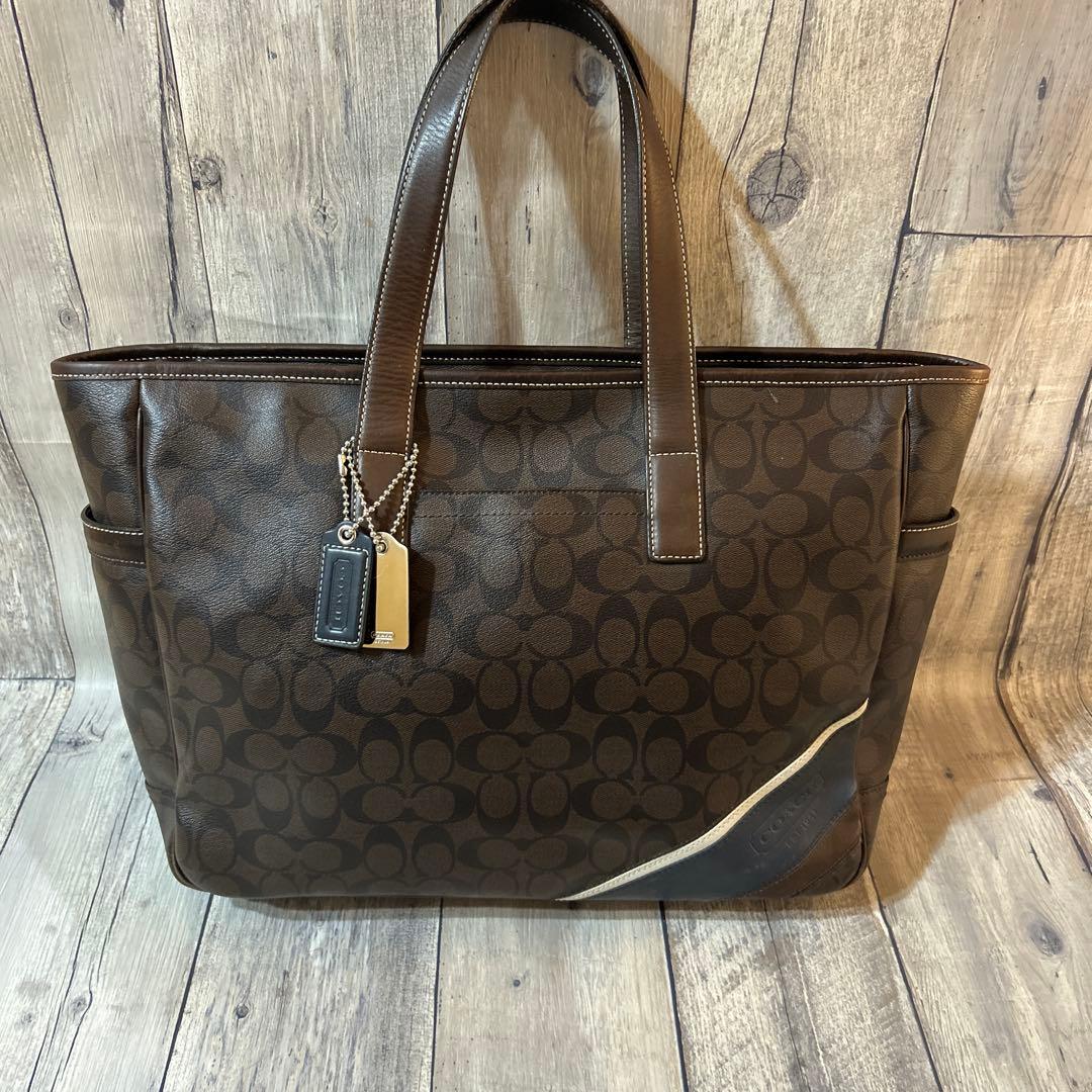 コーチ 70395 シグネチャー トートバッグ PVC COACH ブラウン
