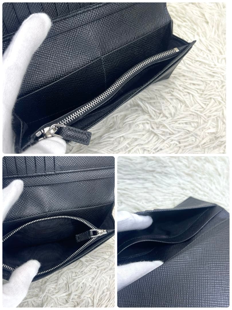 極美品‼️ PRADA プラダ　長財布　三角ロゴプレート　サフィアーノレザー