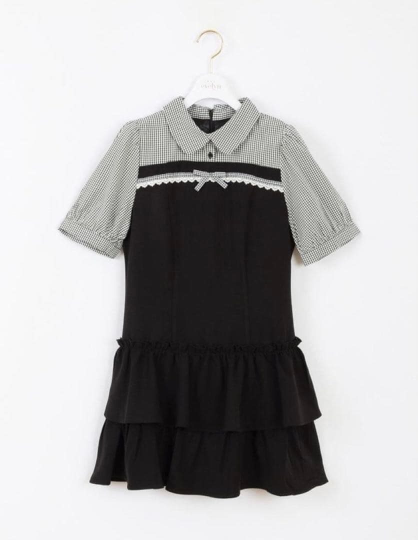 【即完売品】♡ evelyn ドッキングティアードOP ブラック ♡