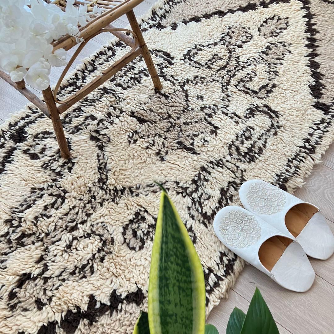 レア✳︎モロッコラグ　ミルキー　ブラウンチョコ　メダリオン　トルコヴィンテージラグ