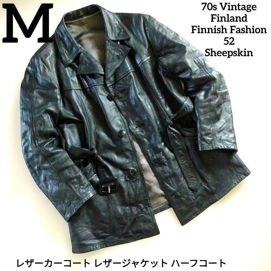 70s Vintage レザーハーフコート レザージャケット カーコート