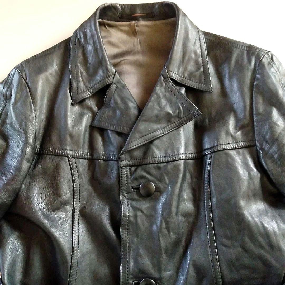 70s Vintage レザーハーフコート レザージャケット カーコート