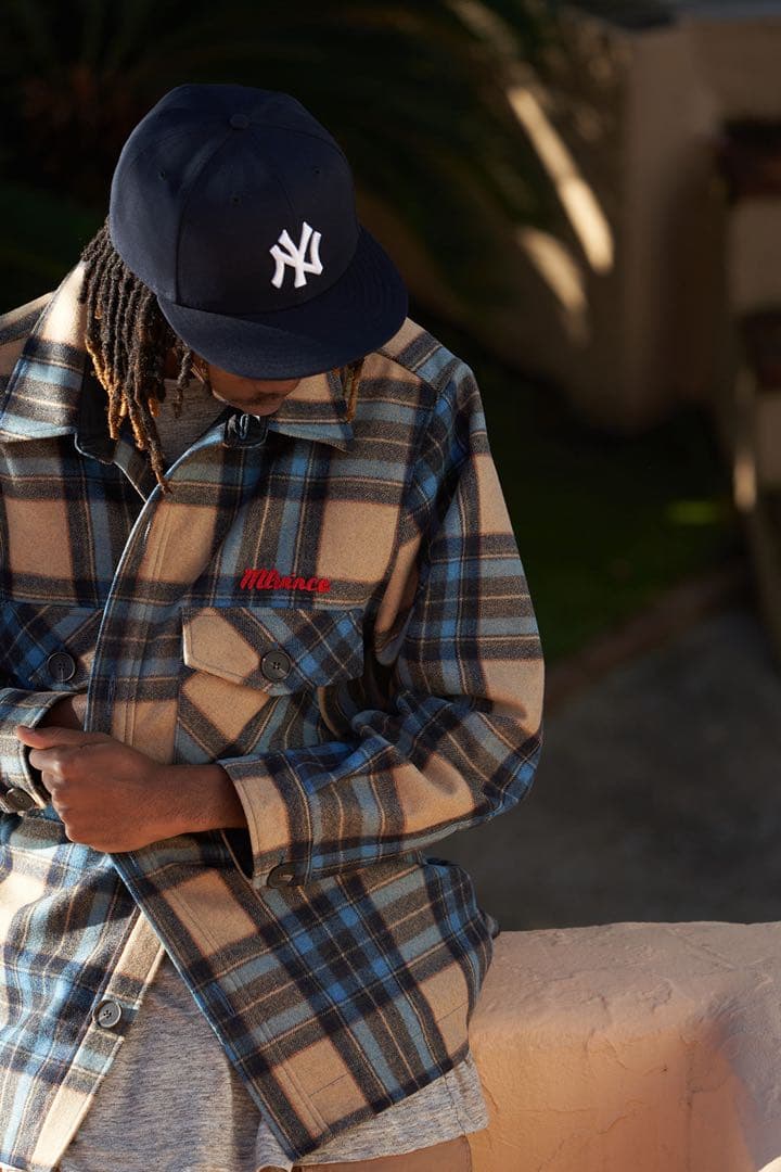 MLVINCE wool check jacket BLUE Lサイズ