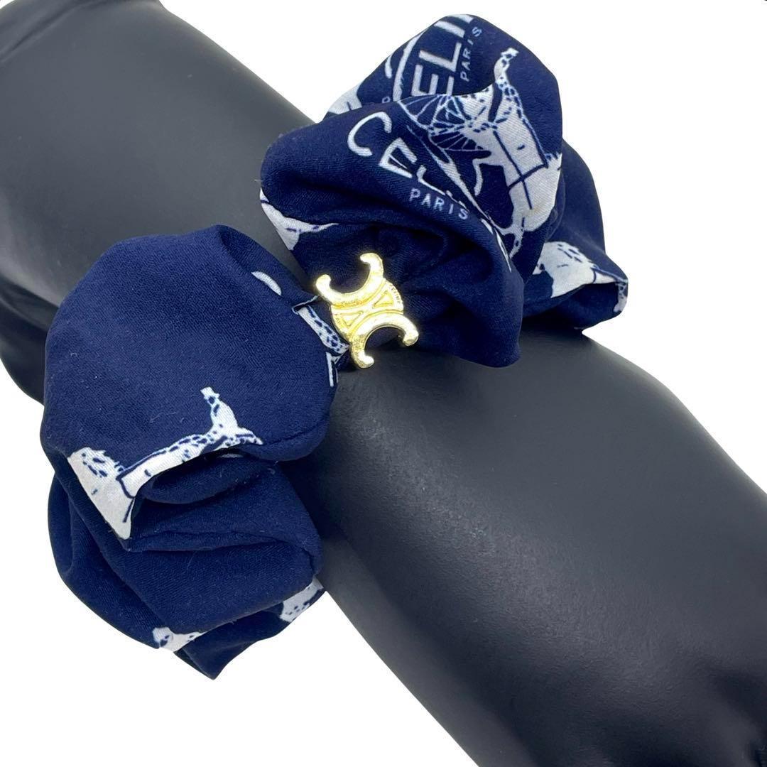 ぽ*ん様 一点物 正規品 セリーヌ シュシュ トリオンフ 髪留め ブランド 夏