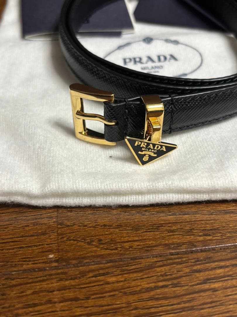 PRADA プラダ ベルト サフィアーノ レザー レディース 70cm ブラック