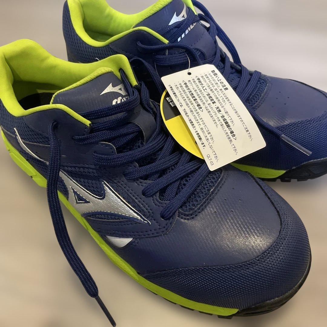新品未使用品 Mizuno 安全靴 赤/ネイビーライム 25㌢ お得2足セット