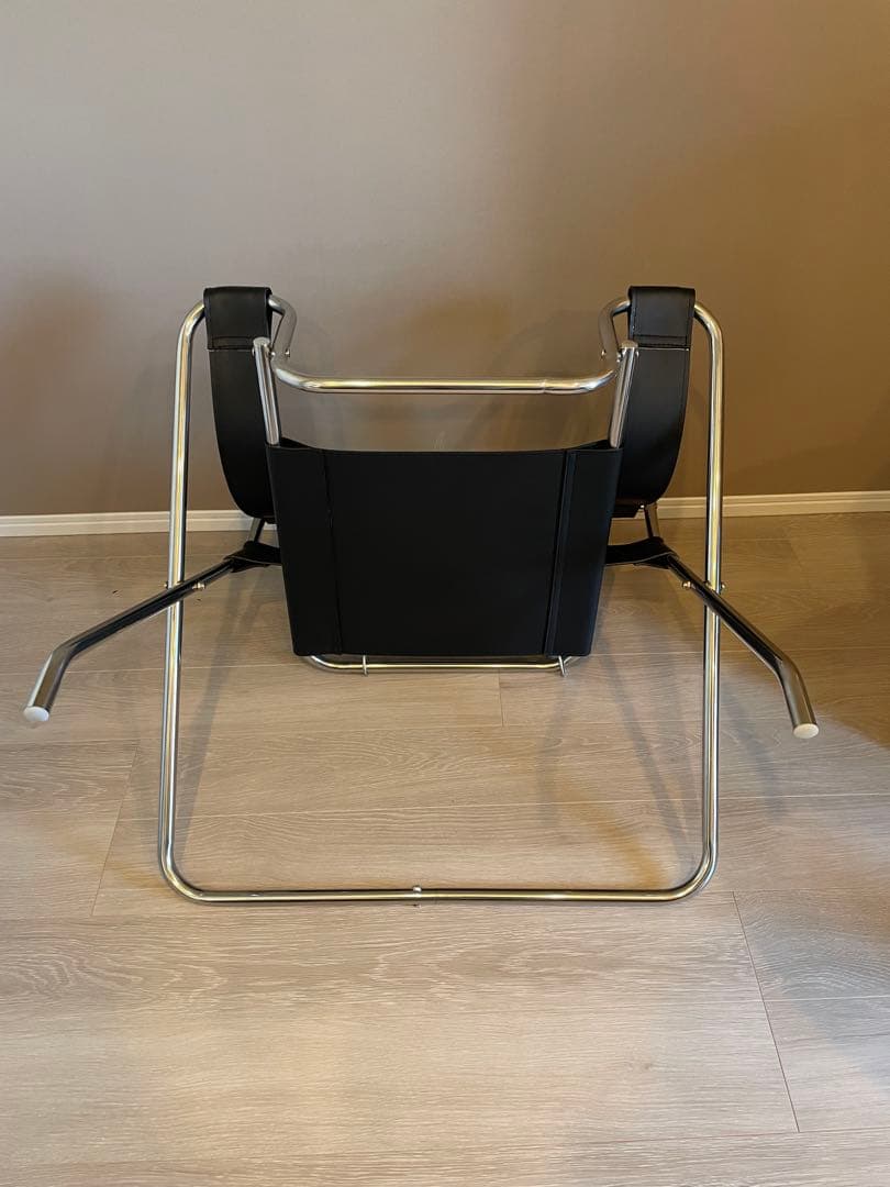 リプロダクト ワシリーチェア 折りたたみ式 デザイナーズチェア レザー ブラック