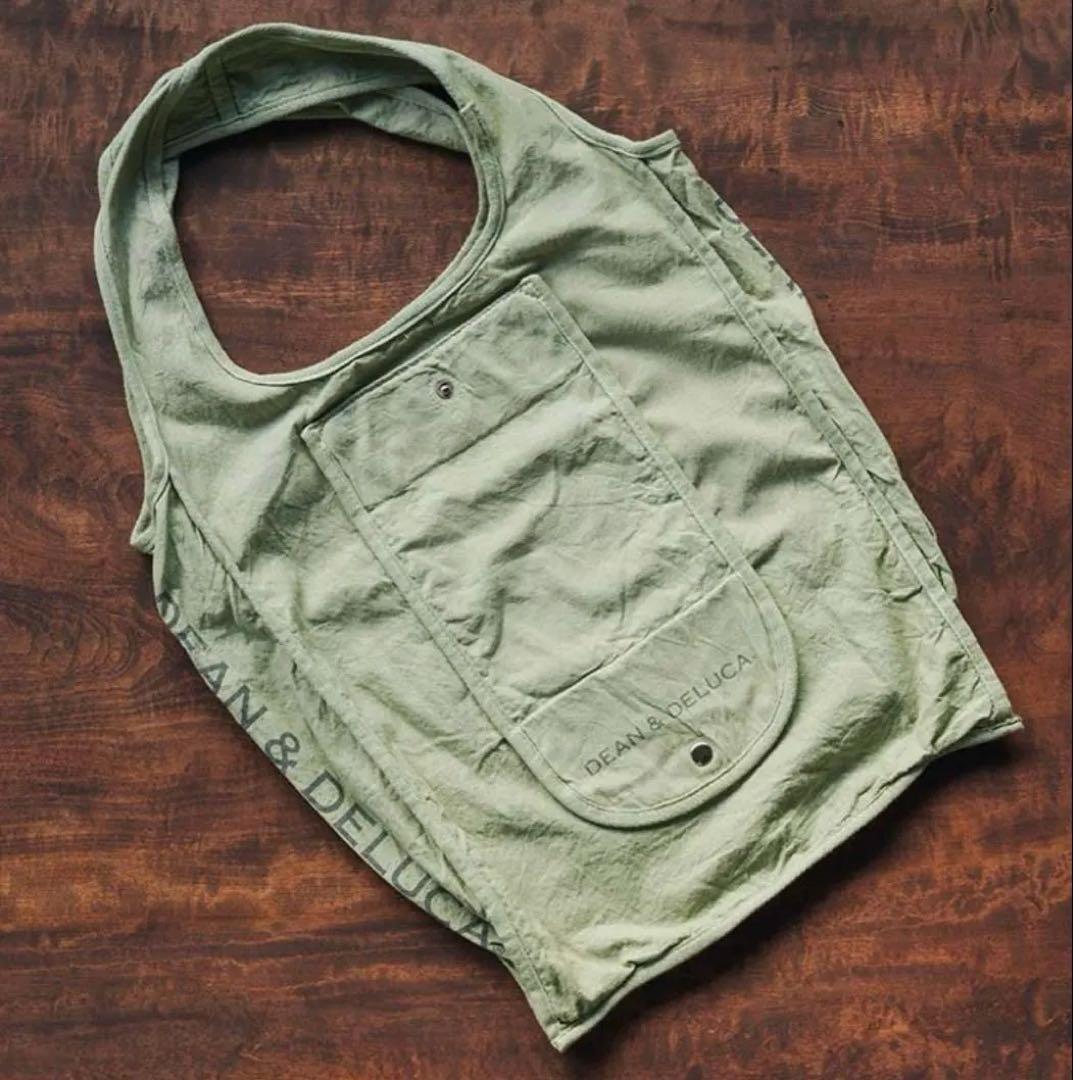 DEAN&DELUCA デルーカ 天然染めショッピングバッグ 葡萄 グリーン
