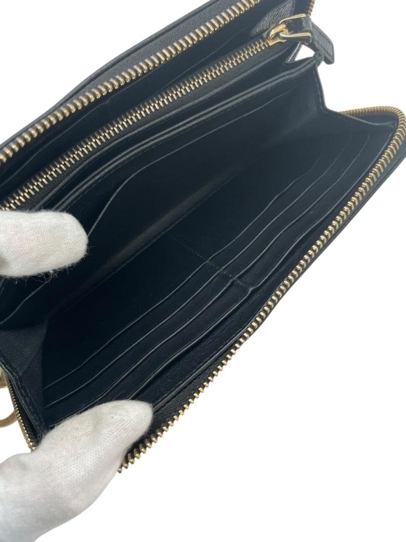 【美品】 BVLGARI ブルガリ 長財布 ビーゼロワン サフィアーノ ブラック