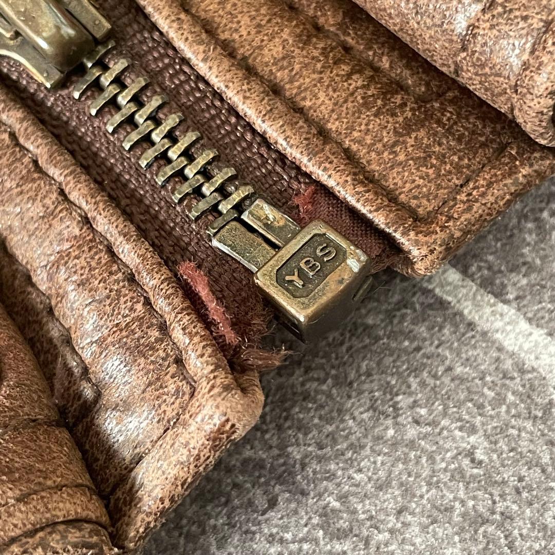 80s ヴィンテージ 本革 ダブルカラーレザージャケット ブラウン 52