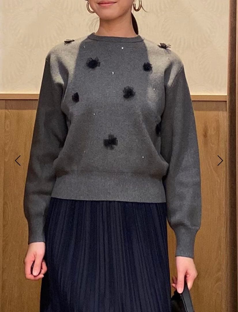 ユナイテッドアローズ コットンカシミヤビジューニット グレー 定価26,950円