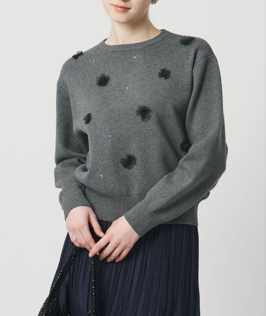 ユナイテッドアローズ コットンカシミヤビジューニット グレー 定価26,950円