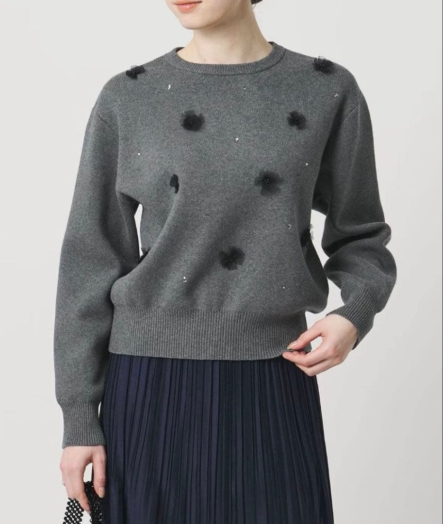 ユナイテッドアローズ コットンカシミヤビジューニット グレー 定価26,950円