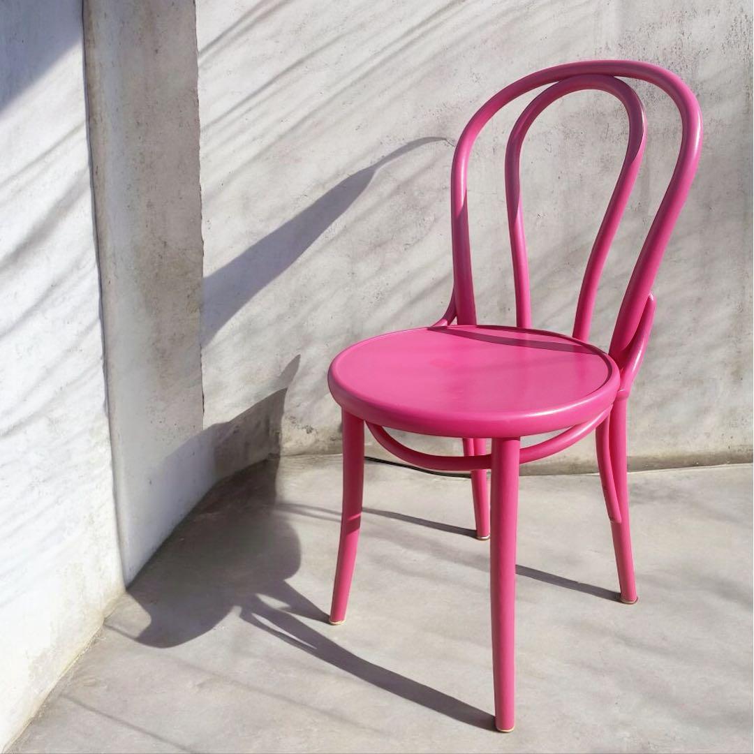 【使用少】TON トーネット チェコ製 ピンク ベントウッドチェア 曲げ木イス
