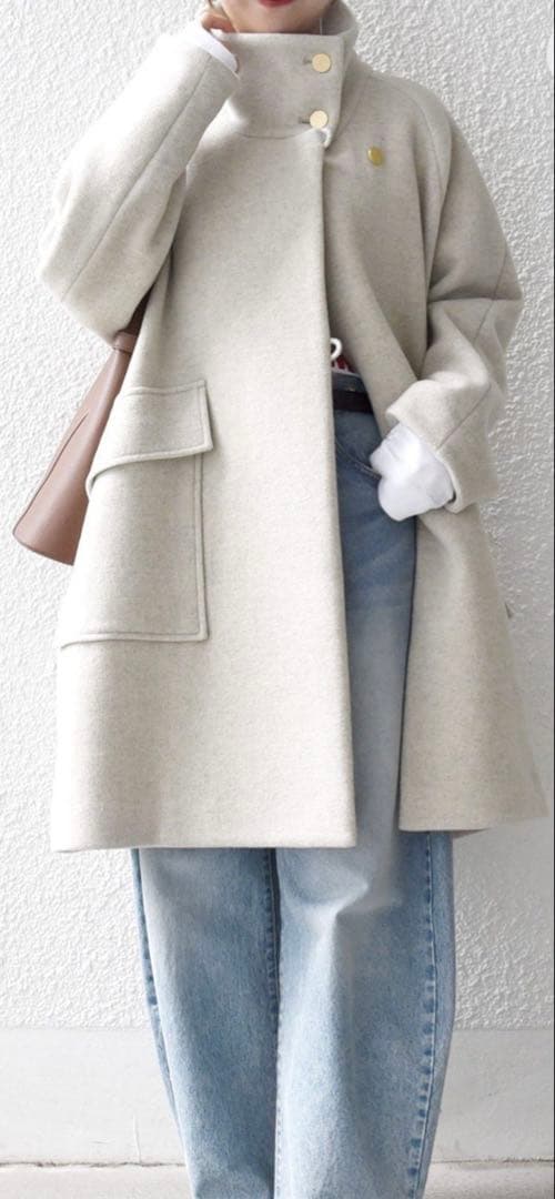 新品　SHIPS any: カシミヤ ミックス スタンドカラー ミドル コート