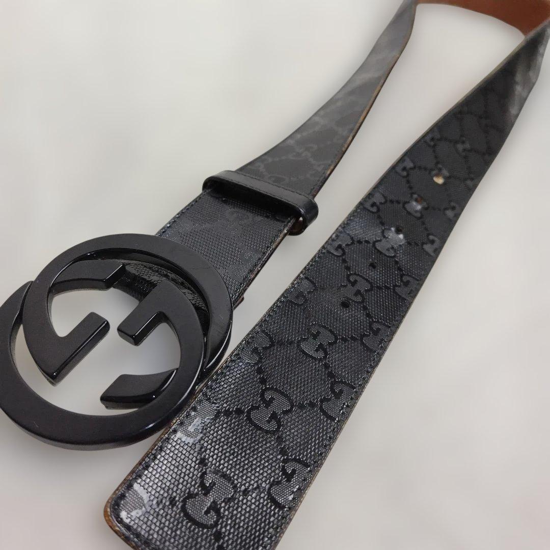 ✨美品✨GUCCI グッチ ベルト インターロッキング GG デカロゴ 黒
