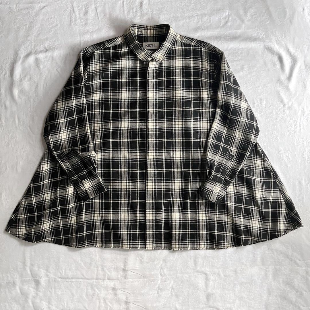KIDILL Aライン ウール チェックシャツ　オンブレチェック