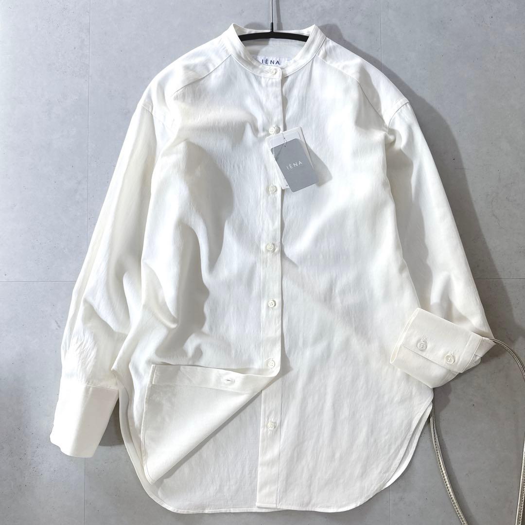 タグ付未使用 IENA長袖バンドカラーシャツLanificio Cangioli