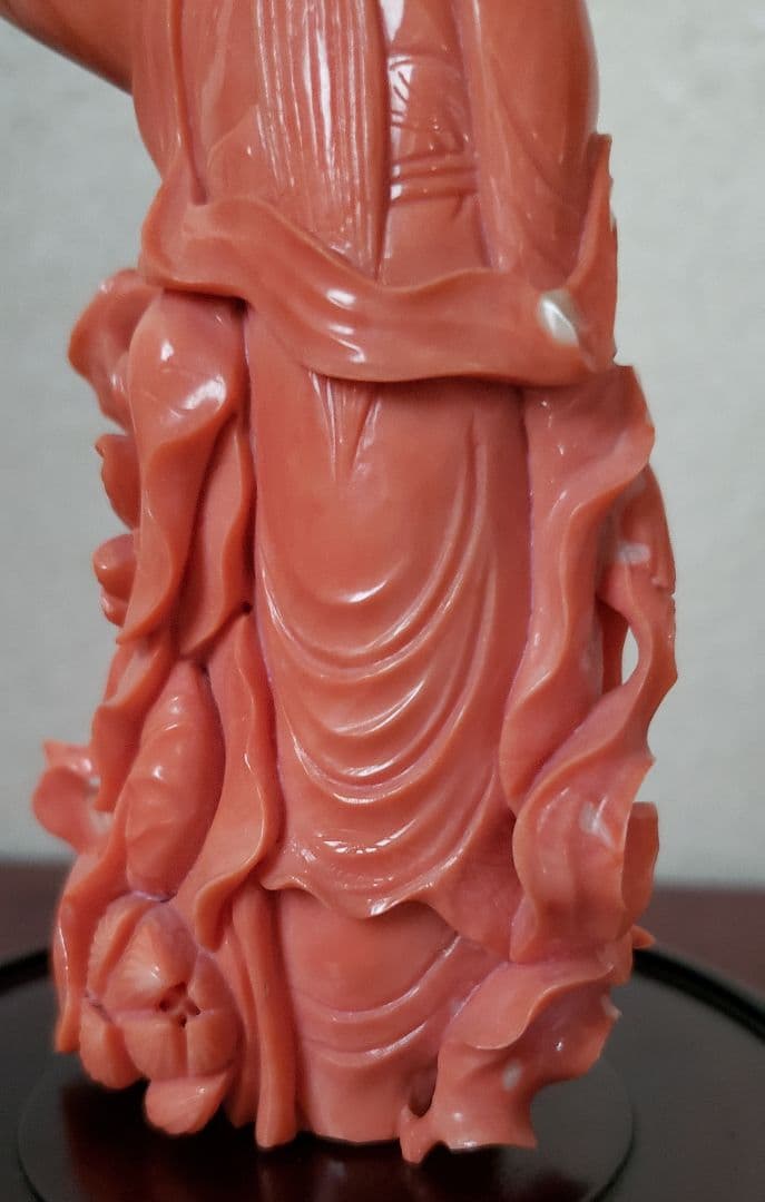 勇峰 本珊瑚 天女 置物 オブジェ 彫刻 珊瑚 宝石珊瑚 天然珊瑚 赤珊瑚