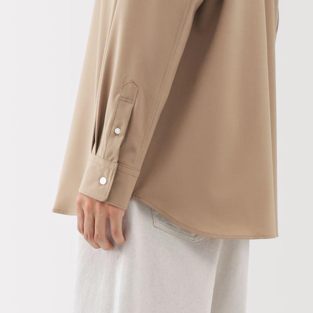 新品【M】黒 MUJI LABO ウール混 レギュラーカラーシャツ ムジラボ