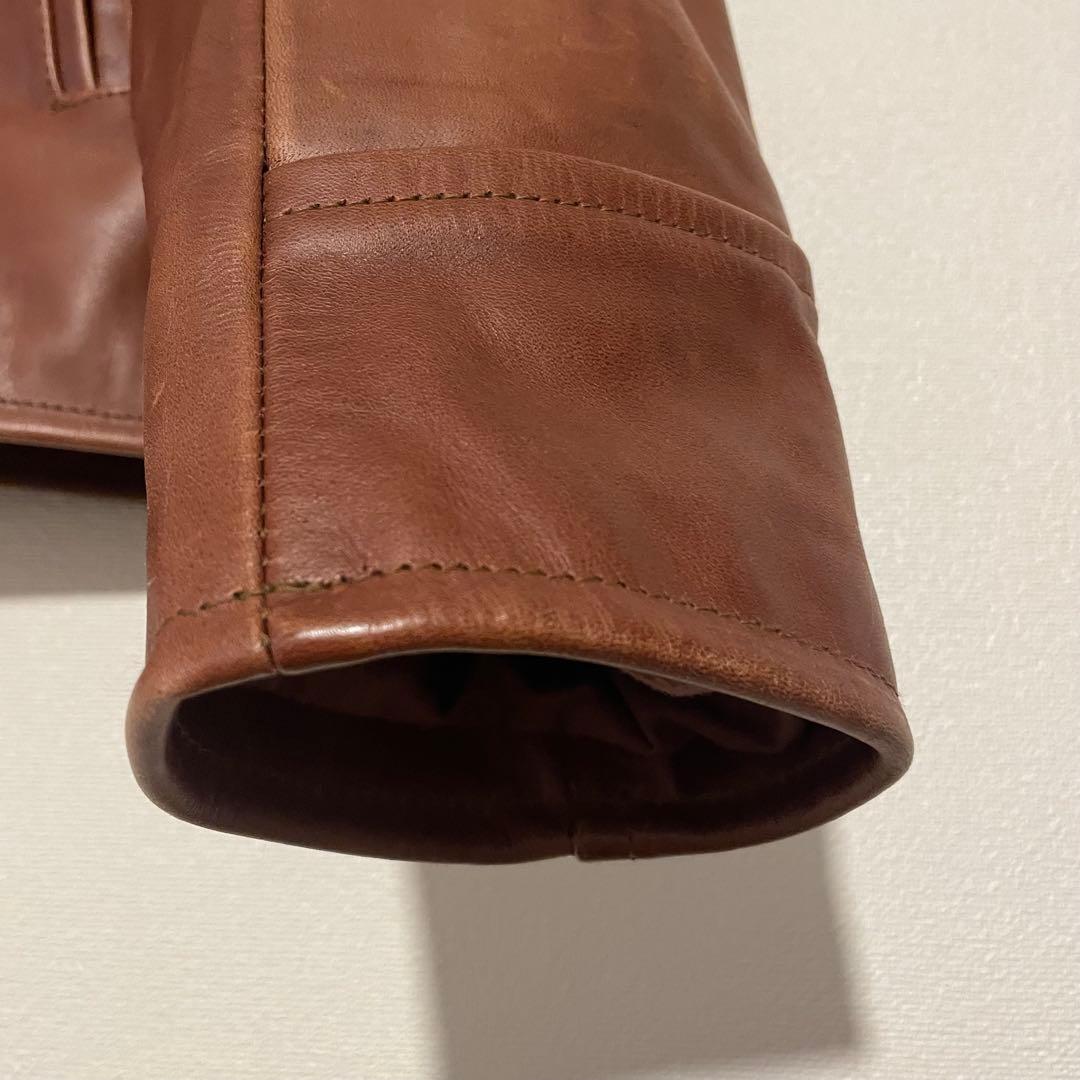 良品 90s ビンテージ シングル レザー ライダースジャケット US40