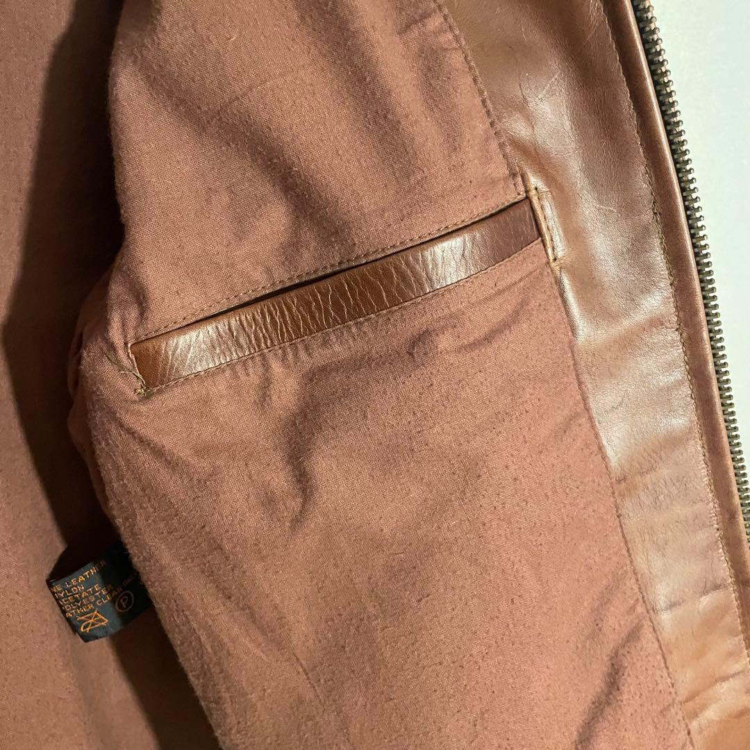 良品 90s ビンテージ シングル レザー ライダースジャケット US40