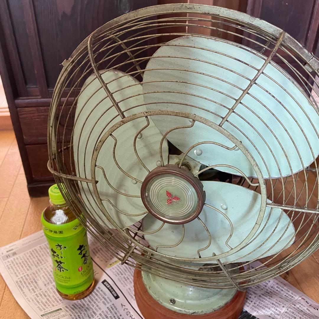 扇風機　昭和レトロ　オブジェ　ヴィンテージ　三菱　シャビー　緑　レトロポップ