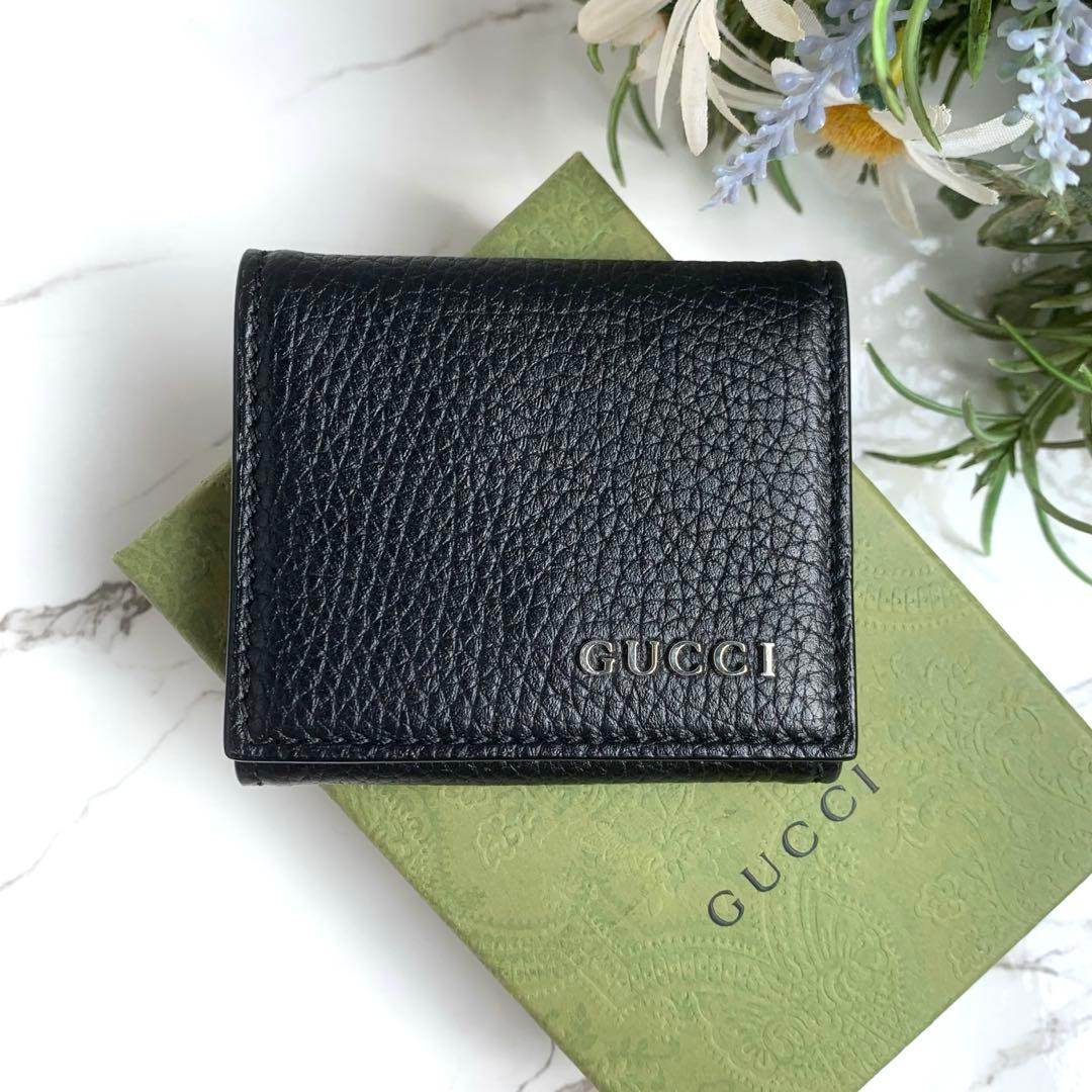 【現行品】極美品 グッチ GUCCI ロゴ ケース 小銭入れ ブラック