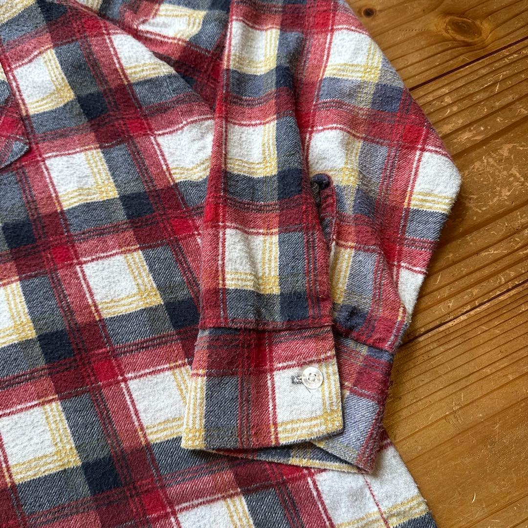 超希少 70s Sears オープンカラー プリントチェック ネルシャツ