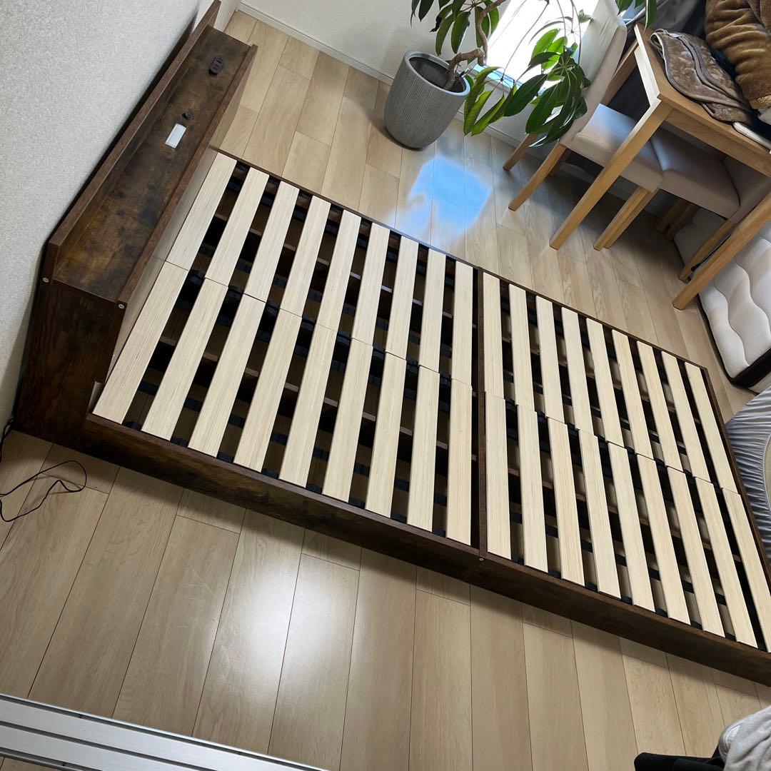 木製セミダブルベッドフレーム ダークブラウン