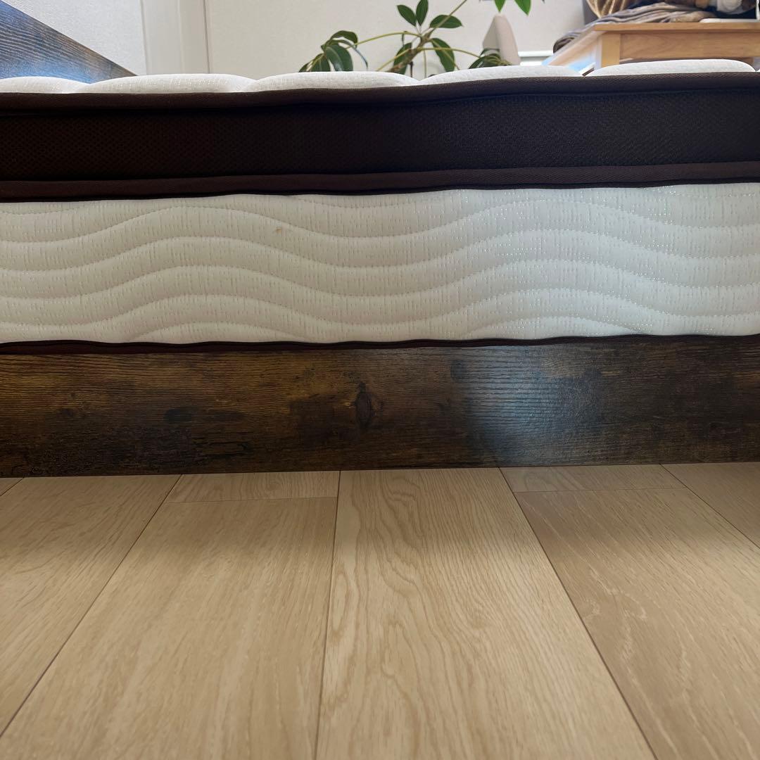 木製セミダブルベッドフレーム ダークブラウン