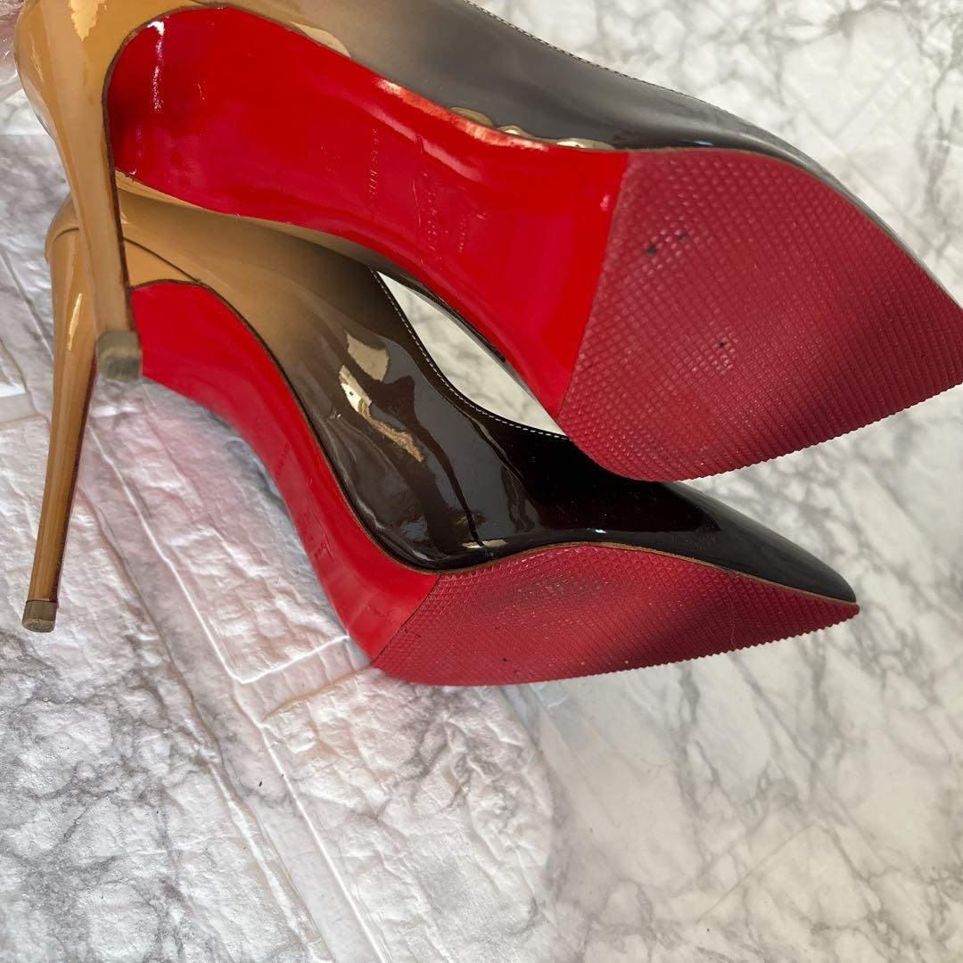 レア✨クリスチャンルブタン エナメル ハイヒール ブラック ベージュ