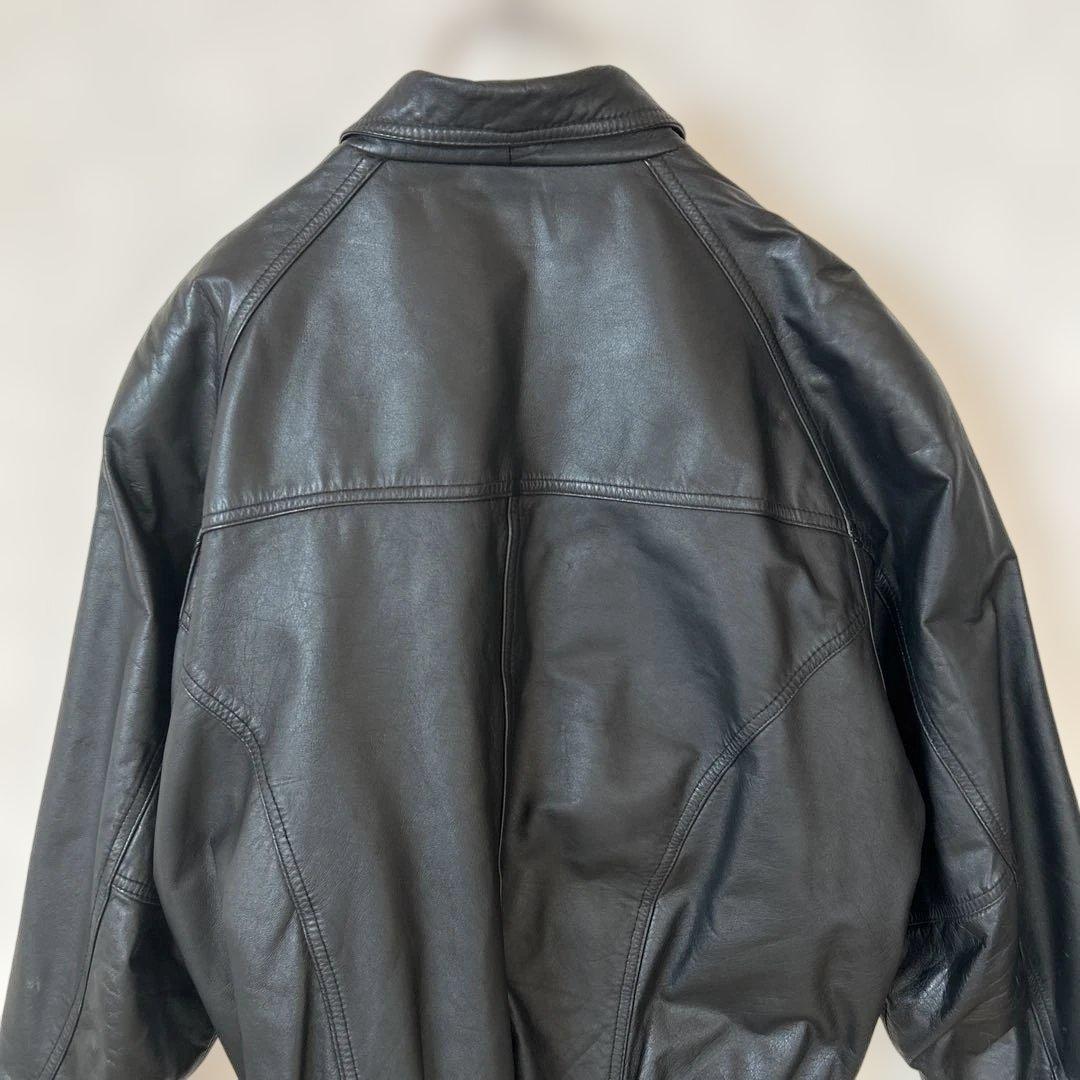 古着　上質　革ジャン　リアルレザージャケット　光沢　牛革　ライダースジャケット