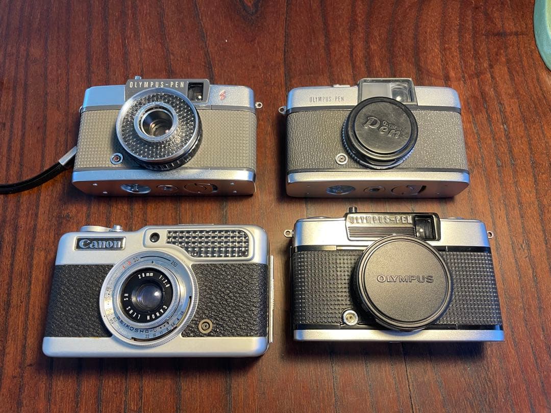 ち*い様 【極上品】フィルムカメラ4点セット昭和レトロCanon OLYMPUS