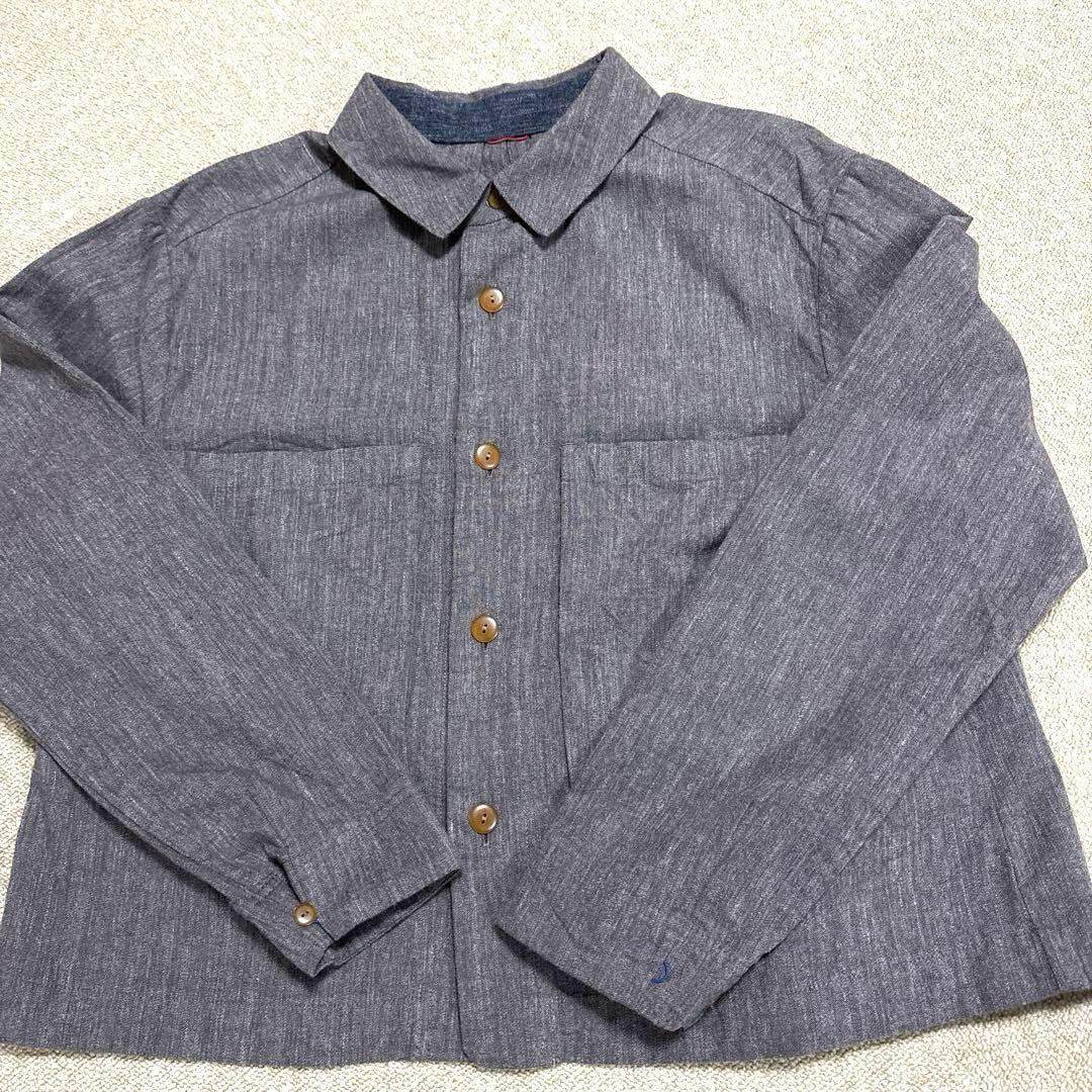 パラスパレス今季品　1回着用ラフィウールシャンブレーワークシャツブラウンサイズ2