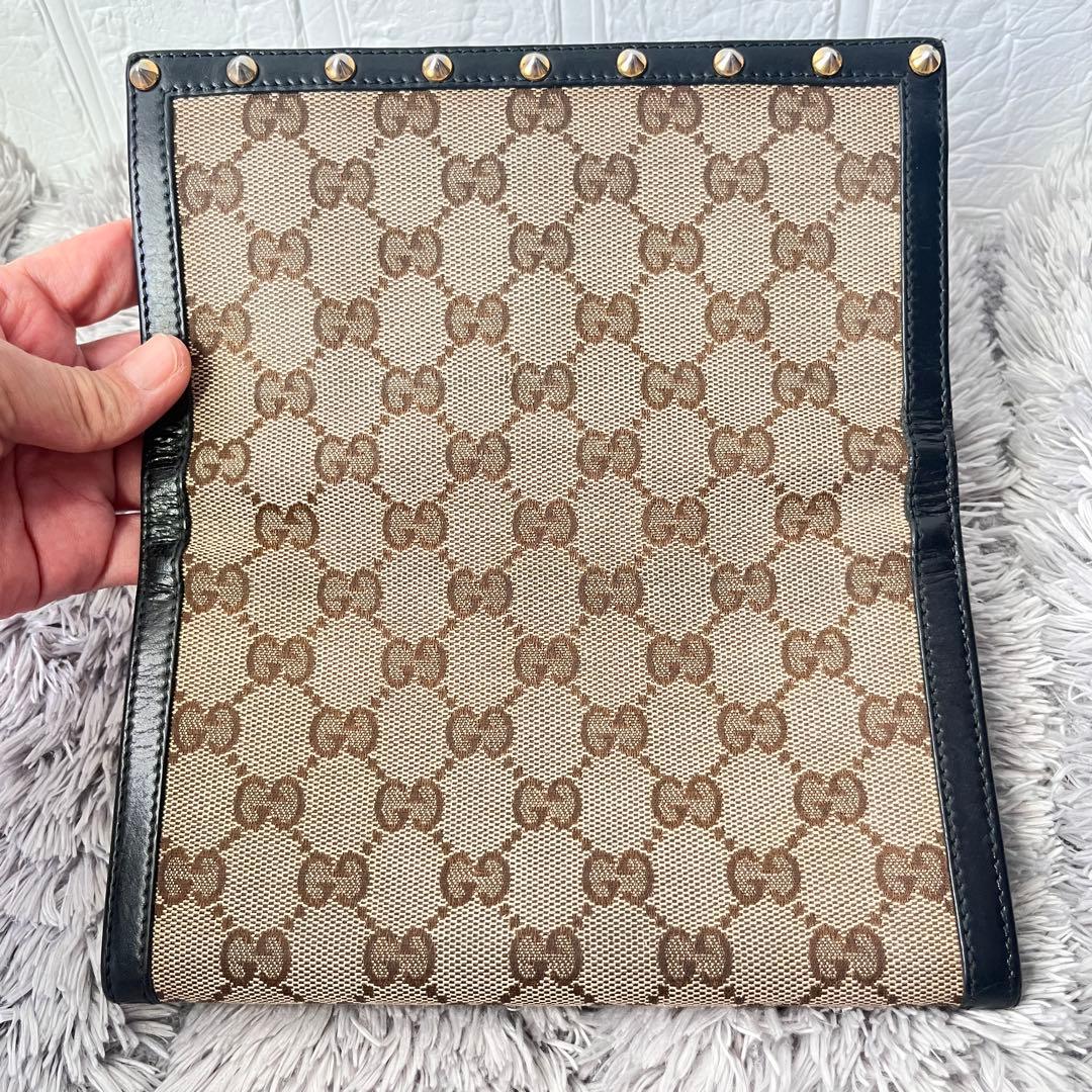 良品✨レア　GUCCI 長財布　スタッズ　GGキャンバス ブラック　メンズ
