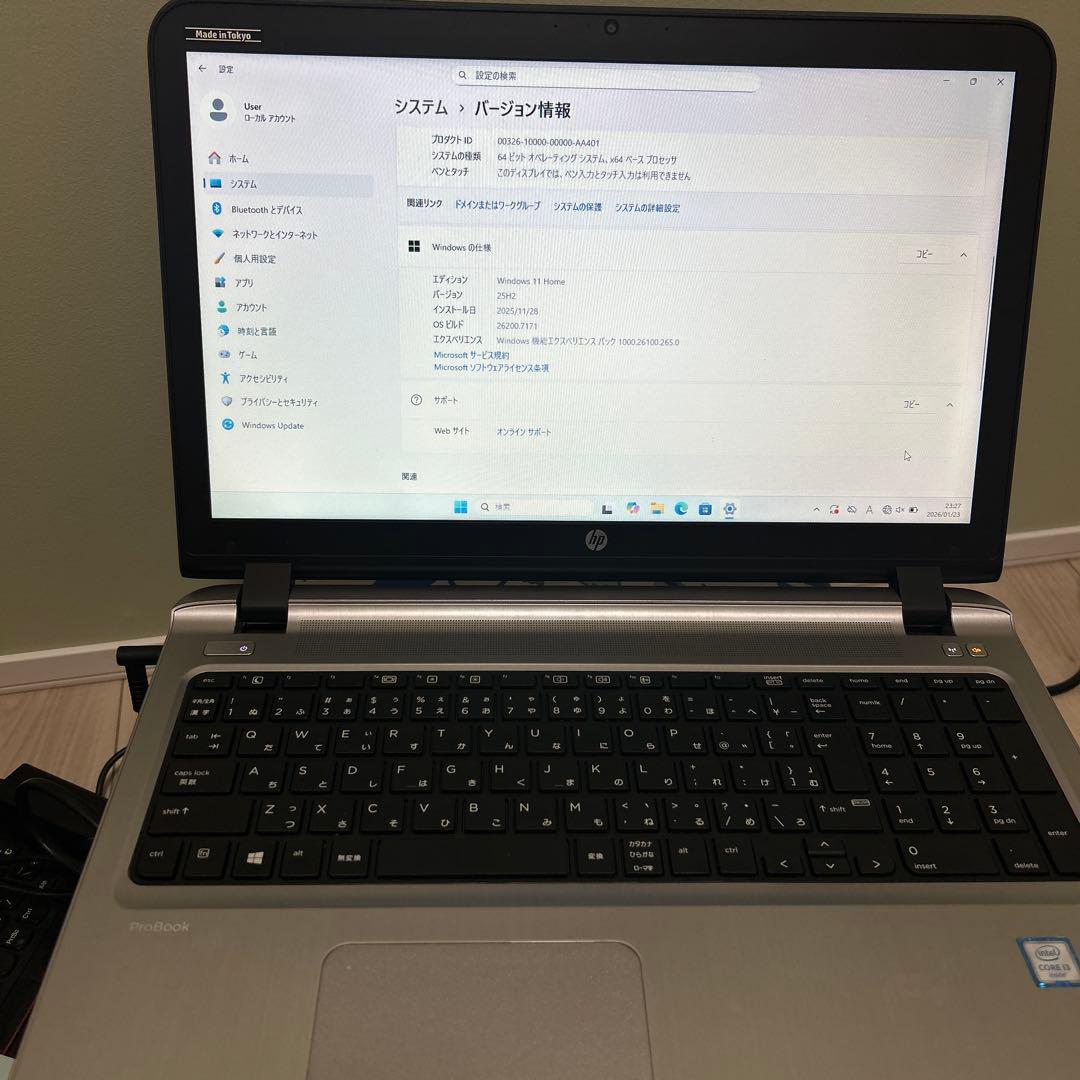 Windowsノート本体 HP 238GB windows11