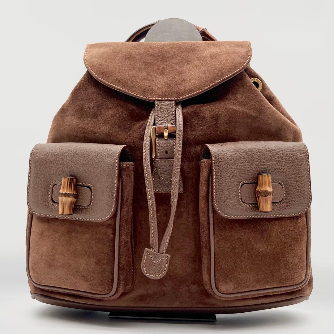 GUCCI グッチ スエード バンブー リュック バックパック ブラウン