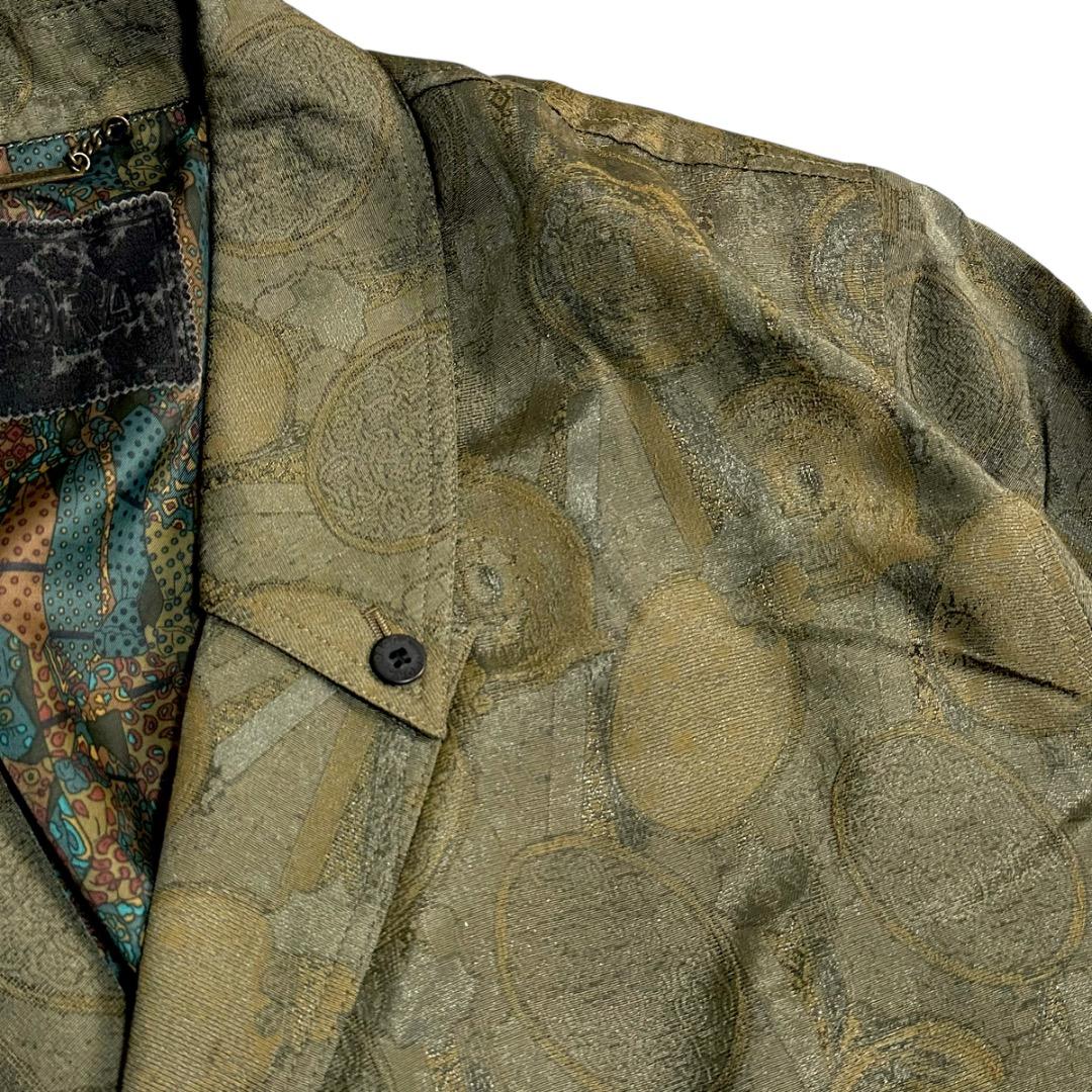 希少【VINTAGE】80s 90s 総柄 ジャガードデザイン ダブルジャケット