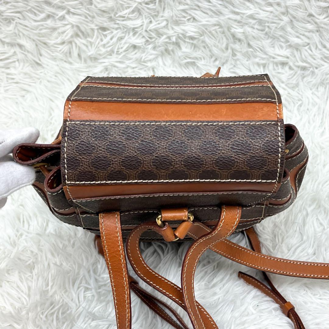 希少 セリーヌ CELINE リュック マカダム レザー PVC 巾着 フラップ